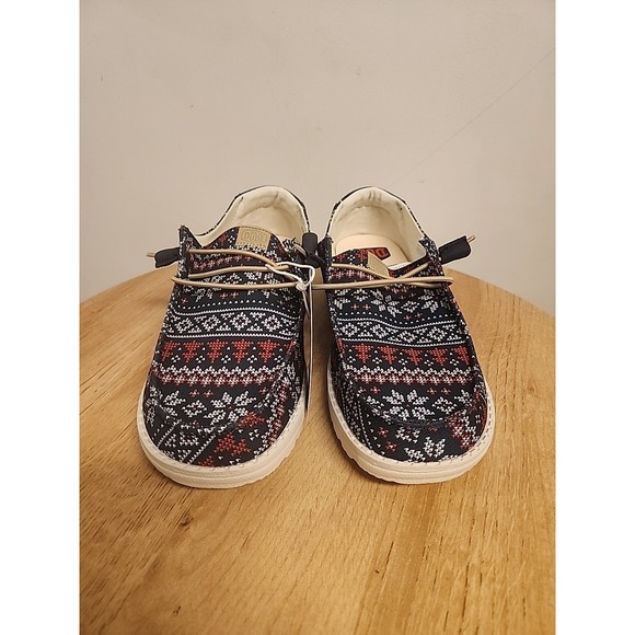 Hey Dude Wendy Winter Ugly Sweater Shoes Womens 8 Navy 43536-4HQ - Picture 5 of 6